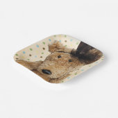 Schattige bruin Beer op polka dots Papieren Bordje (Gebogen)