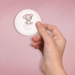 Schattige bruin Beer voor meisje gunst dank u Ronde Sticker