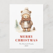 Schattige Bruin Beer Vrolijk Kerstfeest Briefkaart (Voorkant)