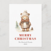 Schattige Bruin Beer Vrolijk Kerstfeest Briefkaart (Voorkant)