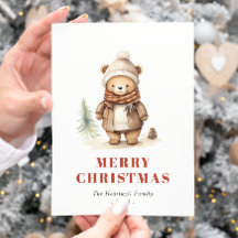 Schattige Bruin Beer Vrolijk Kerstfeest Briefkaart