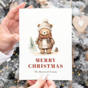 Schattige Bruin Beer Vrolijk Kerstfeest Briefkaart