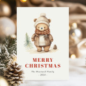 Schattige Bruin Beer Vrolijk Kerstfeest Briefkaart