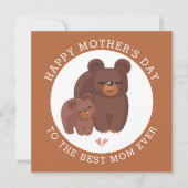 Schattige bruin beren moeder met baby Moederdag Feestdagenkaart (Voorkant)