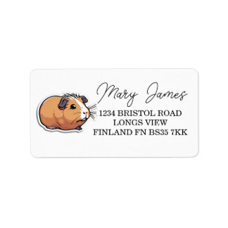 Schattige bruin cavia pet retouradres label