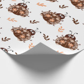 Schattige bruin en beige lieveheersbeestje en bloe cadeaupapier (Hoek)