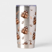 Schattige bruin en beige lieveheersbeestje en bloe geïsoleerde drinkbeker (Voorkant)