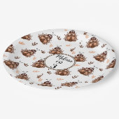 Schattige bruin en beige lieveheersbeestje en bloe papieren bordje (Gekanteld)