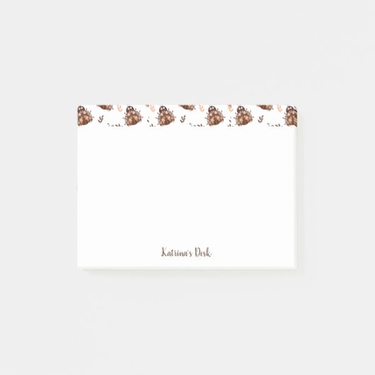 Schattige bruin en beige lieveheersbeestje en bloe post-it® notes (Voorkant)
