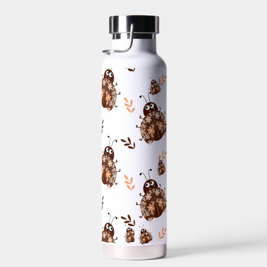 Schattige bruin en beige lieveheersbeestje en bloe waterfles (Rechts)