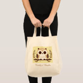 Schattige bruin en geel uil gepersonaliseerd bibli tote bag (Voorkant (product))