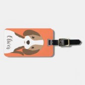 Schattige bruin en wit hondenportret bagagelabel (Voorkant horizontaal)