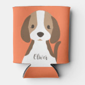 Schattige bruin en wit hondenportret blikjeskoeler (Voorkant)