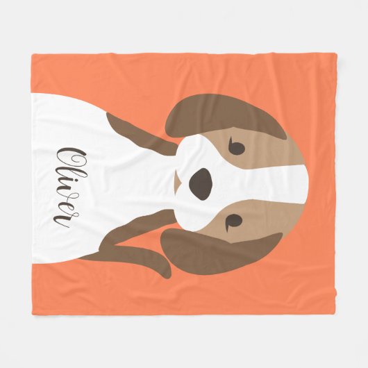 Schattige bruin en wit hondenportret fleece deken (Voorkant (Horizontaal))