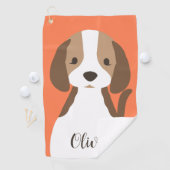 Schattige bruin en wit hondenportret golfhanddoek (Insitu)
