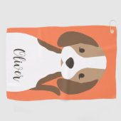 Schattige bruin en wit hondenportret golfhanddoek (Horizontaal)