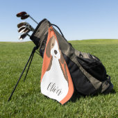 Schattige bruin en wit hondenportret golfhanddoek (Groen)