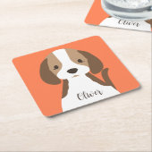 Schattige bruin en wit hondenportret kartonnen onderzetters (Schuin)