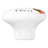 Schattige bruin en wit hondenportret keramische knop (Zijkant)