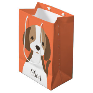 Schattige bruin en wit hondenportret medium cadeauzakje