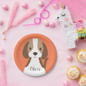 Schattige bruin en wit hondenportret papieren bordje (Feest)