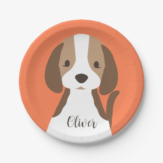 Schattige bruin en wit hondenportret papieren bordje (Voorkant)
