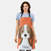 Schattige bruin en wit hondenportret schort (Gedragen)