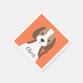 Schattige bruin en wit hondenportret servet (Hoek)