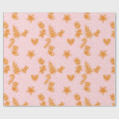 Schattige Bruin en Wit Koekje Roze Kerstmis Cadeaupapier (Vlak)