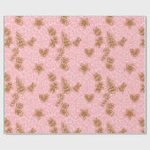 Schattige Bruin en Wit Koekje Roze Kerstmis Cadeaupapier (Vlak)