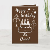 Schattige bruin en witte taart kleinzoon 1e verjaa kaart (Voorkant)