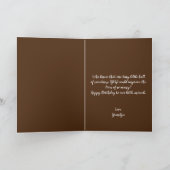 Schattige bruin en witte taart kleinzoon 1e verjaa kaart (Binnen)