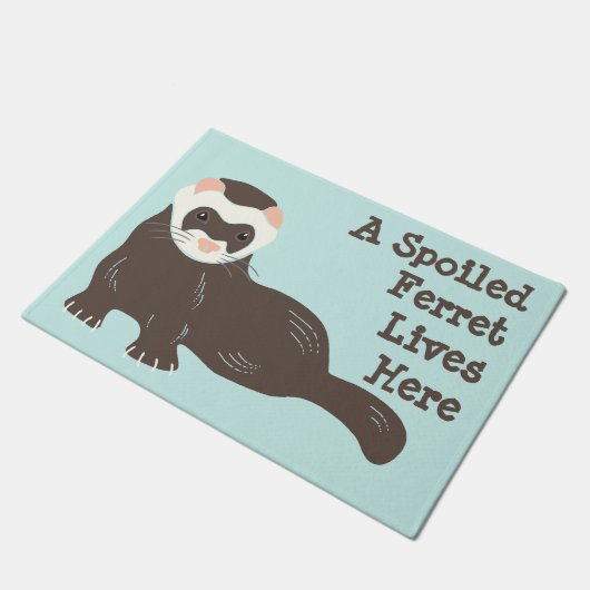 Schattige Bruin Ferret Mint Groen Custom Welkomstm Deurmat (Schuin)