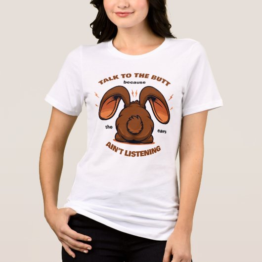 Schattige bruin grappig konijn Tri-Blend shirt (Voorkant)