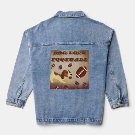 Schattige Bruin Hond Football Spelen Match Vrouwen Denim Jacket
