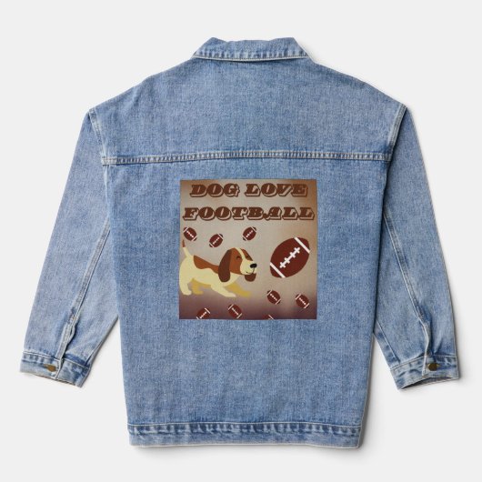 Schattige Bruin Hond Football Spelen Match Vrouwen Denim Jacket (Achterkant)