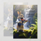 Schattige bruin konijn spelen de viool door waterv kaart (Voorkant / Achterkant)