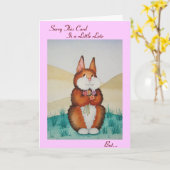 Schattige bruin Konijntje en bloemetjes laat jarig Kaart (Gele Bloem)