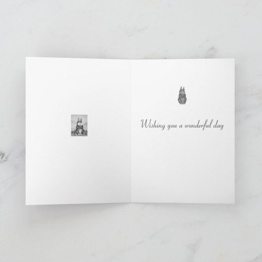 Schattige bruin konijntje en bloemetjes voor ieman kaart (Binnen)