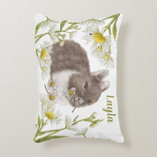 Schattige Bruin Konijntje met Daisies Accent Kusse Accent Kussen (Voorkant(Verticaal))