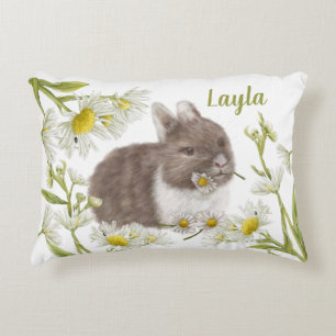 Schattige Bruin Konijntje met Daisies Accent Kusse Kussen