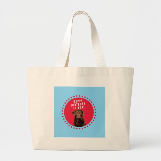 Schattige bruin labrador retriever dog happy birth grote tote bag (Voorkant)