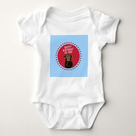 Schattige bruin labrador retriever dog happy birth romper (Voorkant)