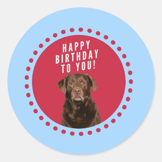 Schattige bruin labrador retriever dog happy birth ronde sticker (Voorkant)