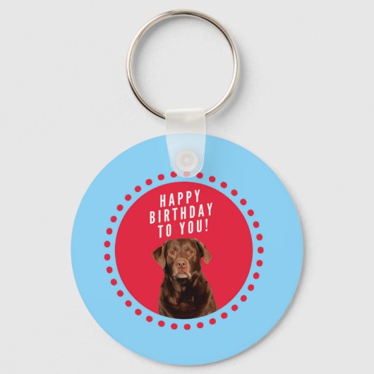 Schattige bruin labrador retriever dog happy birth sleutelhanger (Voorkant)