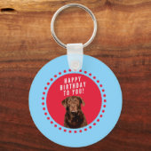 Schattige bruin labrador retriever dog happy birth sleutelhanger (Voorkant)