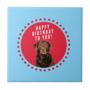 Schattige bruin labrador retriever dog happy birth tegeltje
