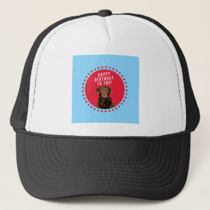 Schattige bruin labrador retriever dog happy birth trucker pet