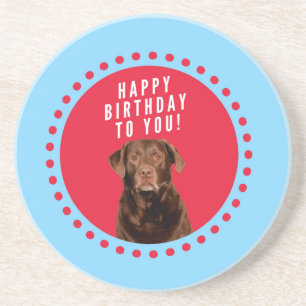 Schattige bruin labrador retriever dog happy birth zandsteen onderzetter