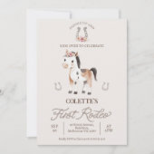 Schattige Bruin Paard Eerste Rodeo 1e Verjaardag Kaart (Voorkant)